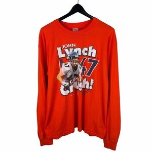 Vintage 2000s Denver Broncos John Lynch Long Sleeve Orange Shirt Size L